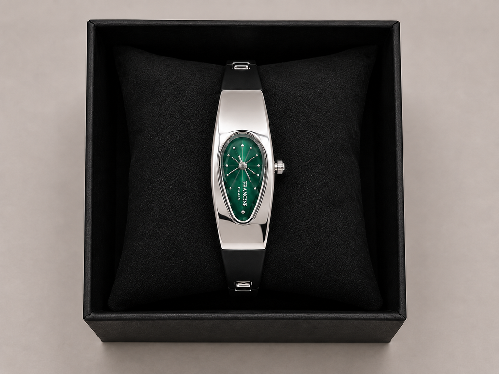 Montre Bijou Femme – Cadran Vert Emeraude | Francine Horlogerie Paris